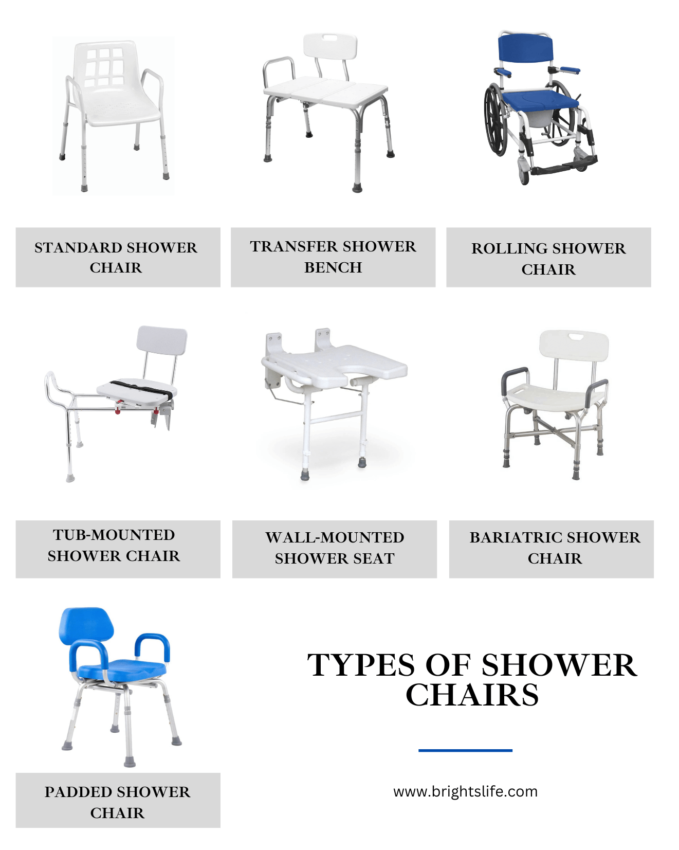  types of shower chairs
