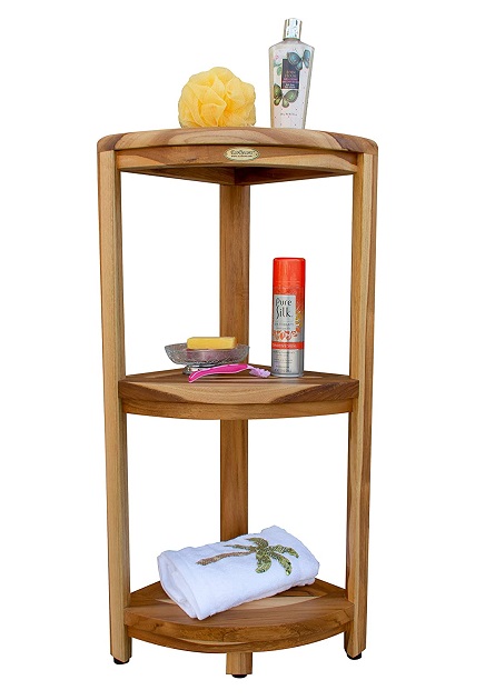 Shower corner shelf with shelf corner stool