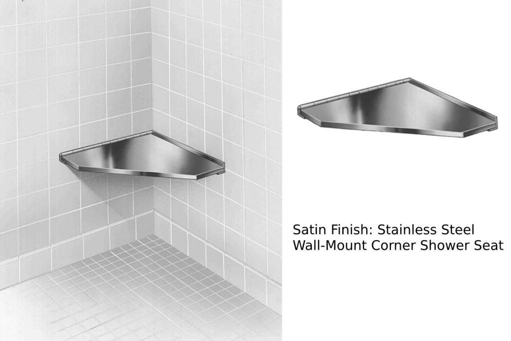 Satin finish Stainless steel wall-mount corner shower seat