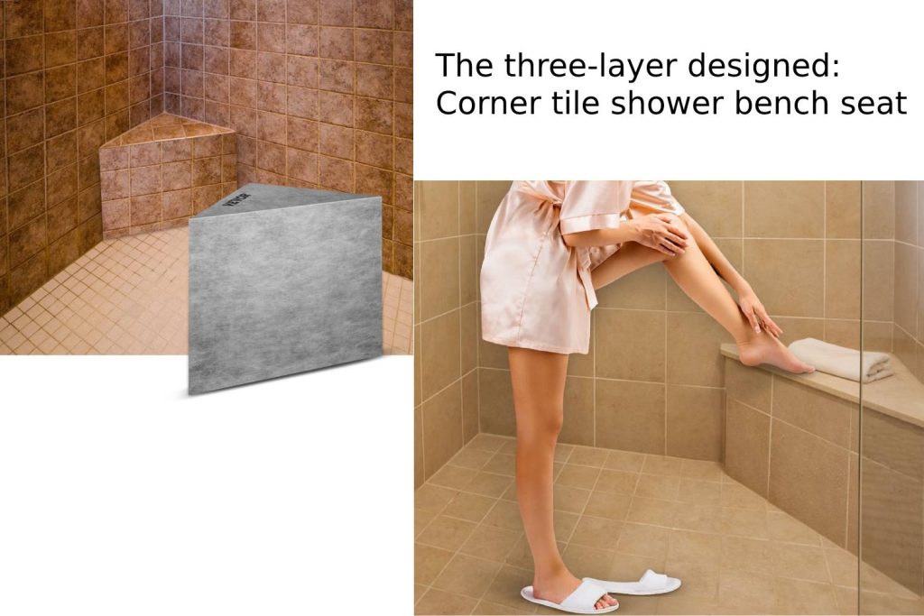 The three-layer designed Corner tile shower bench seat