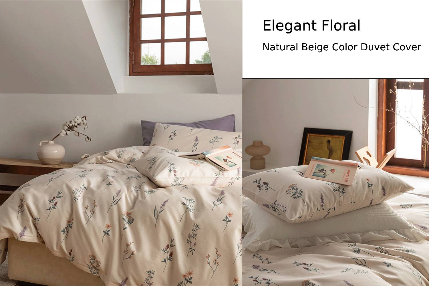 elegant floral natural beige color floral duvet cover