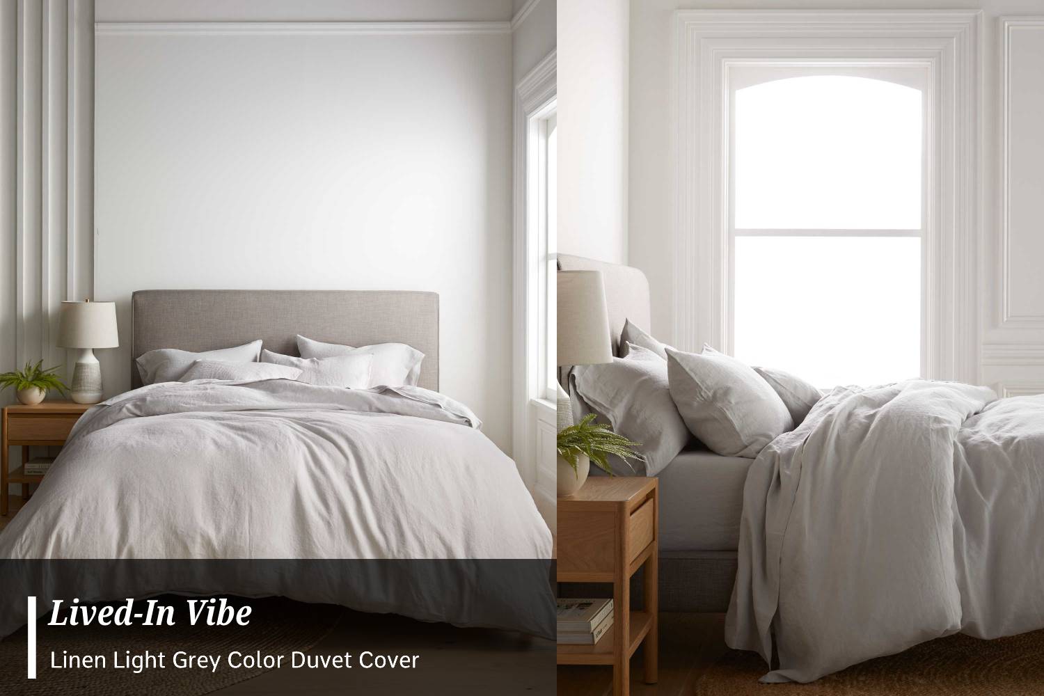 Lived-in Vibe: Linen Light Grey color duvet cover