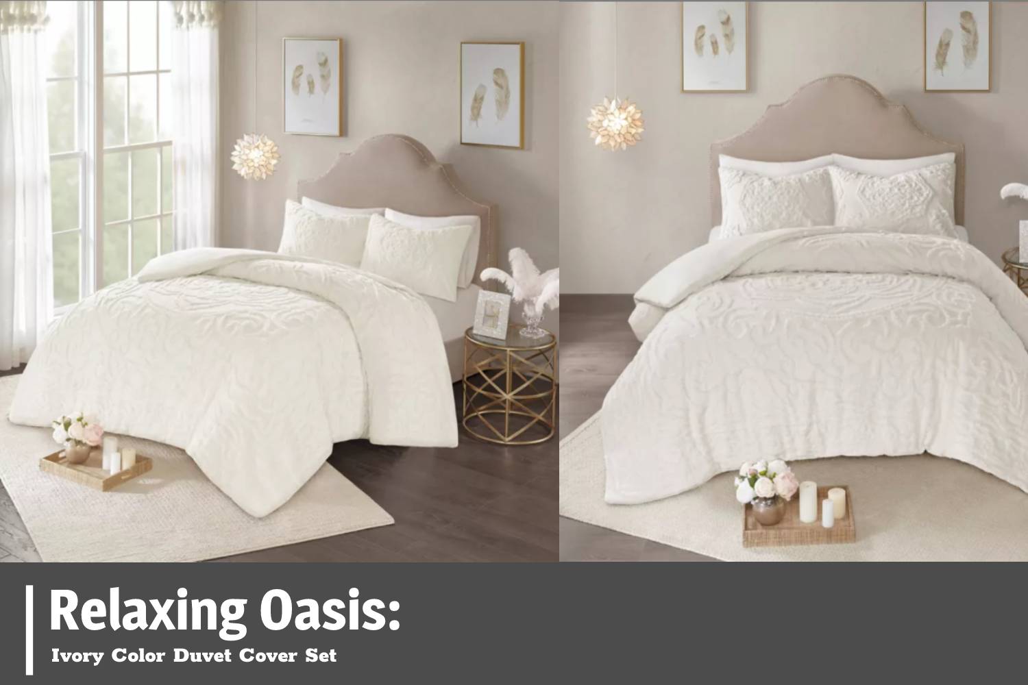 Relaxing oasis: Ivory color duvet cover set