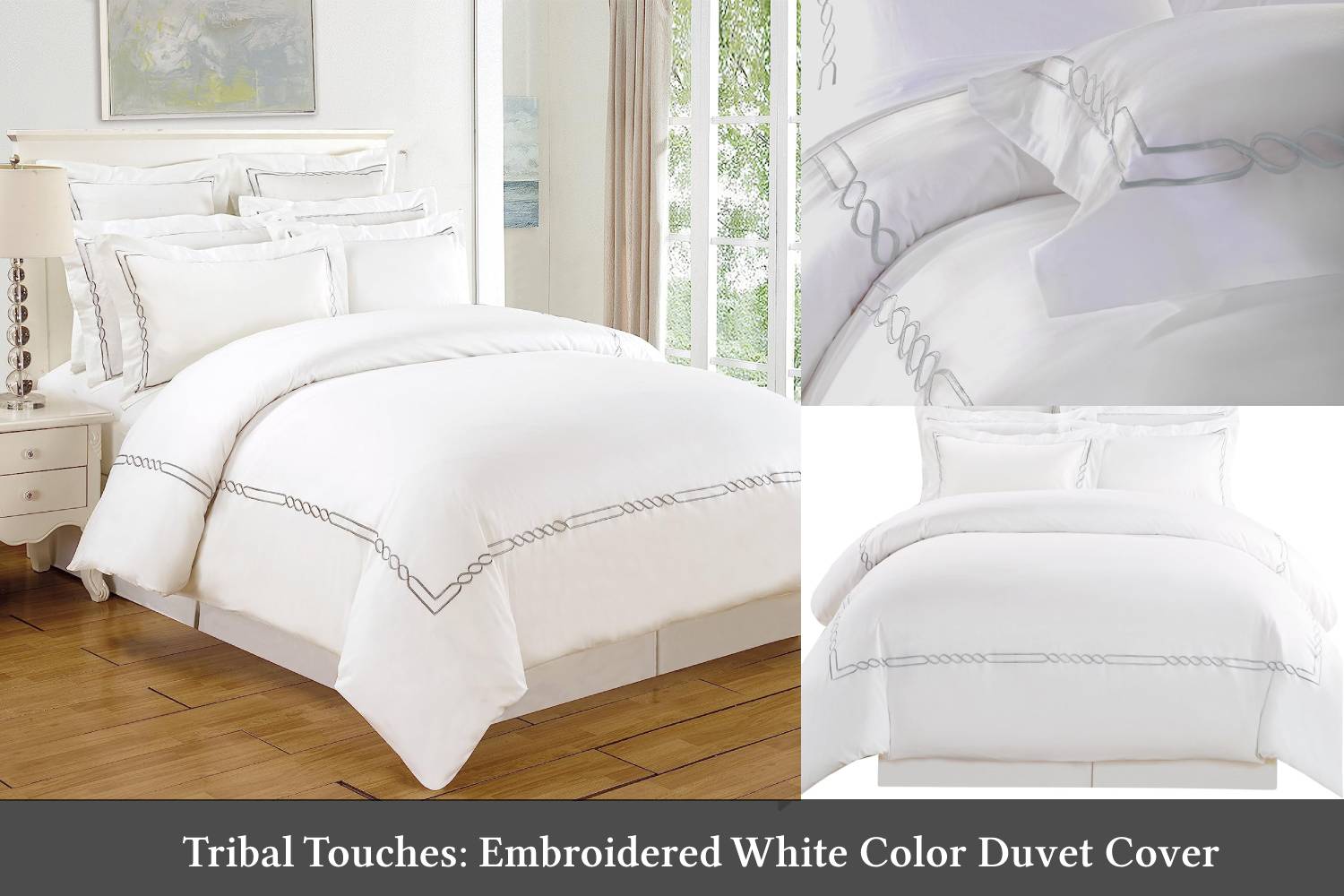 Tribal touches: Embroidered white color duvet cover
