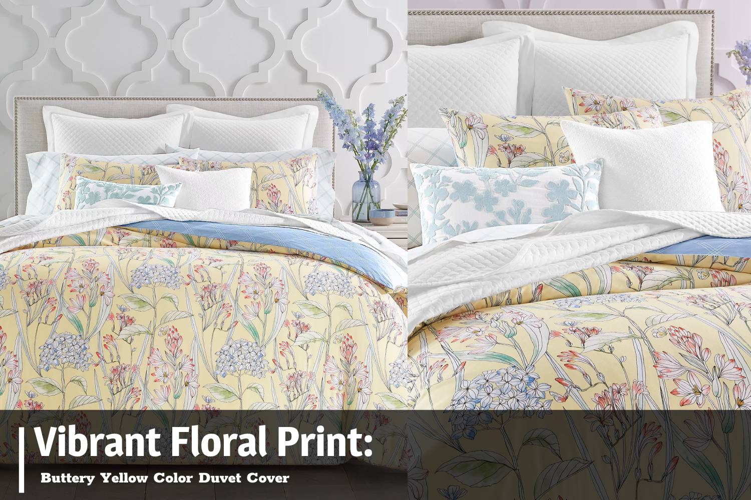 Vibrant floral print: Buttery yellow color duvet cover
