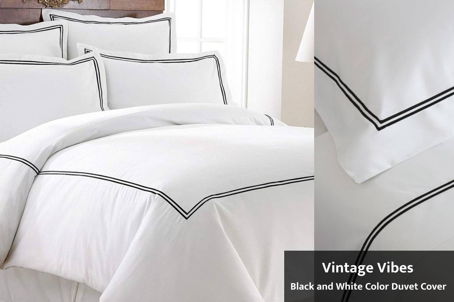 vintage vibes black and white color duvet cover