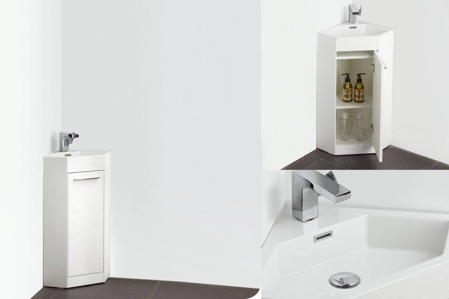 contemporary design white modern corner bathroom vanity with sink