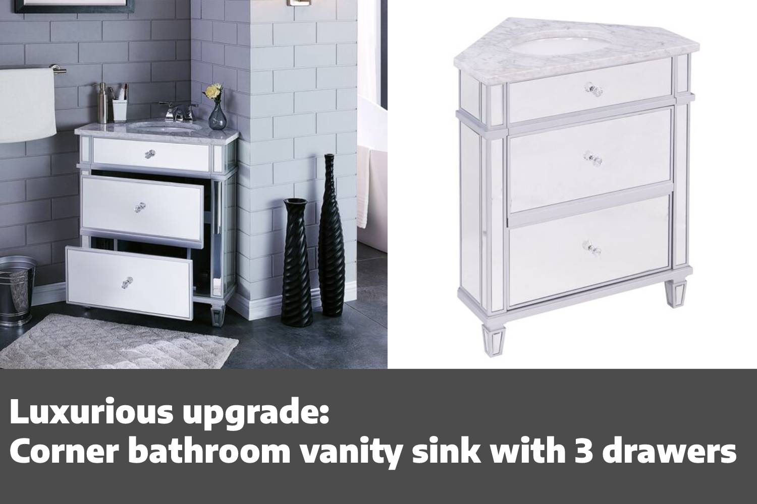 Luxurious upgrade corner bathroom vanity sink with drawers
